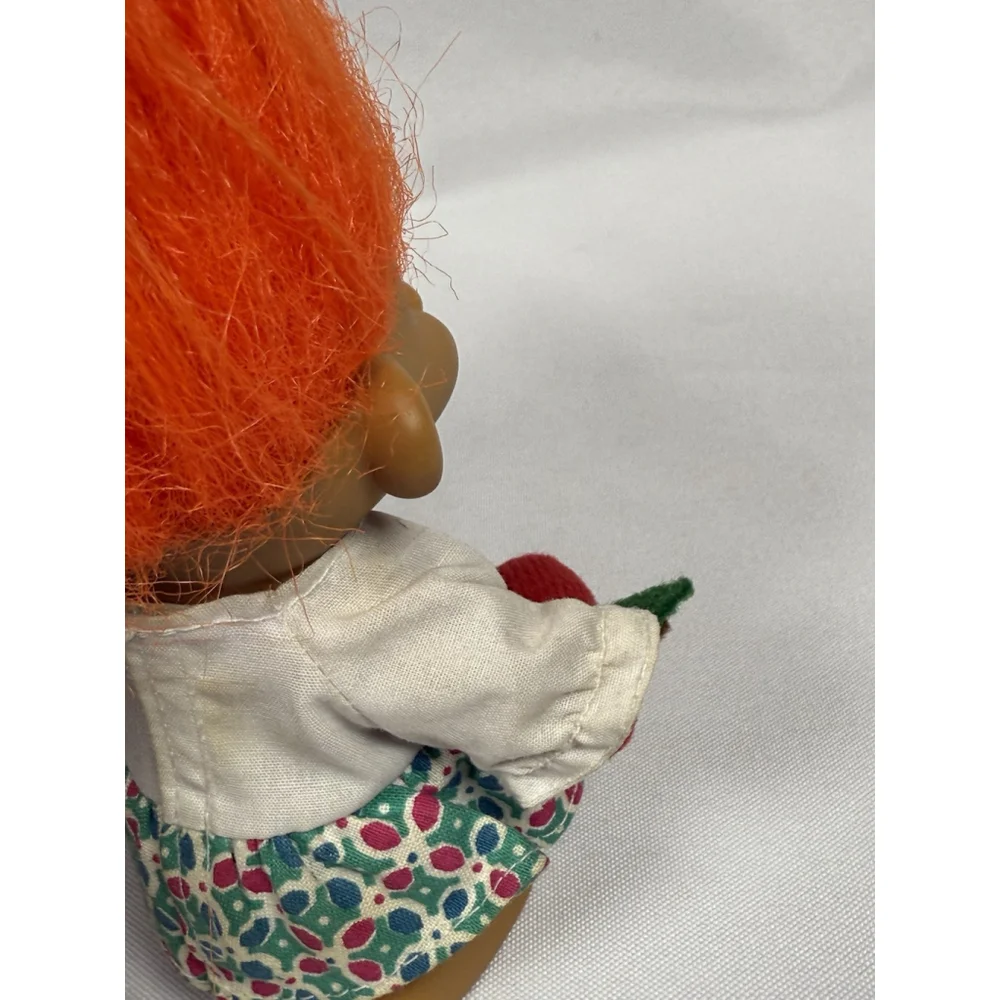 Russ Troll Doll A+ Teacher, Orange Hair, Ruler Apple Outfit Vintage 1980s School